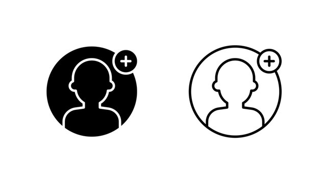 Add user profile glyph and outline icon. New contact social network.