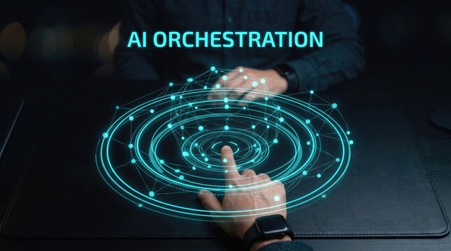 Strategically orchestrating complex AI systems through interactive digital networks, a futuristic concept of data management and technological innovation