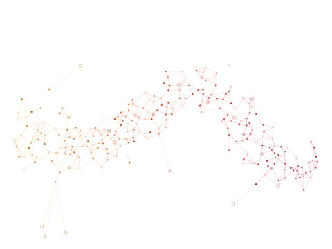 Digital network connections forming intricate abstract structure with red glowing nodes