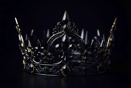 Elegant black crown gleams under dim light