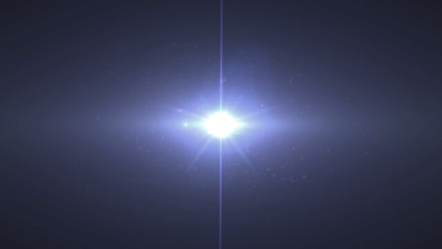 Bright white glow shines against deep blue background. Vertical beam cuts through the radiance
