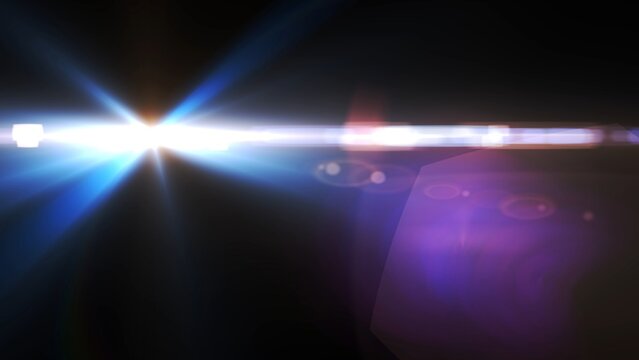 Bright light bursts across dark space with vivid blue and purple hues
