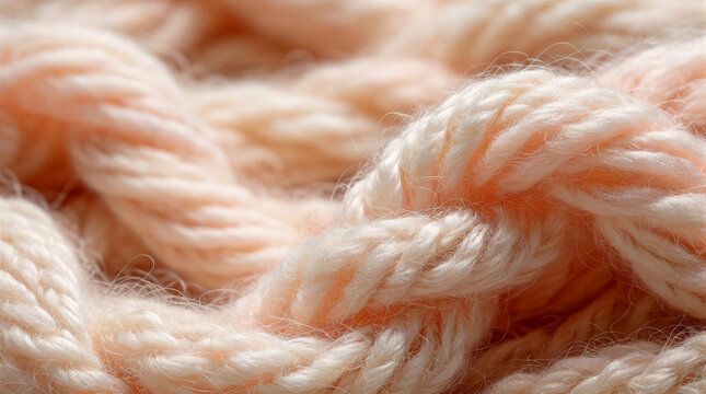 Heavy wool yarn macro shot showcasing intricate fiber twists and soft tactile texture