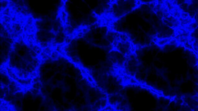 Vibrant electric blue pulses against deep black void background