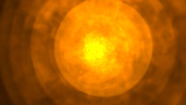 Intense orange glow pulses from central core. Radiant energy swirls outward in concentric rings