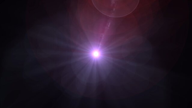 Vibrant purple light shines against deep black background
