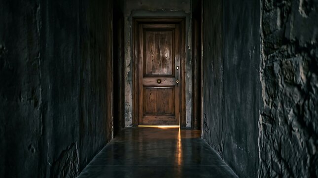 Elevator between dark wooden walls