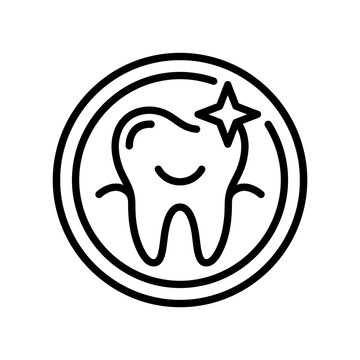 Clean Sparkling Tooth Icon Outline Style Vector Illustration