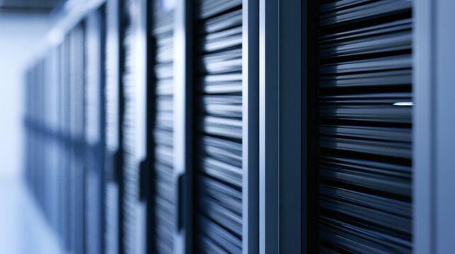 Storage units lined up in a facility used for personal and business storage needs in an urban area during the day