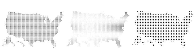 Obraz premium United states map dotted halftone style geography travel country patriotic American banner background or illustration 
