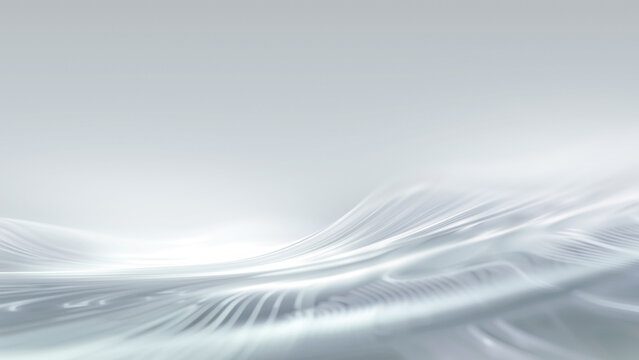 Abstract elegant white and silver metallic waves background with smooth clean lines