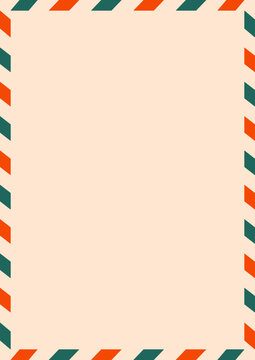 Retro airmail envelope frame with striped border and blank paper surface. Letters to Santa Christmas illustrations and icons series 