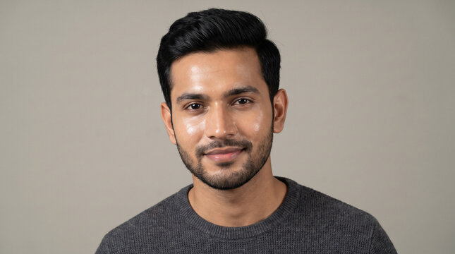 Direct Hero Portrait of Young Indian Man 