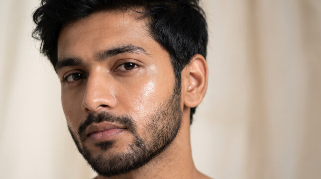 Extreme Close-Up Beauty Portrait of Indian Man 