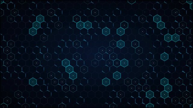 Futuristic Hexagonal Cyber Circuit Board with Glowing Blue Traces