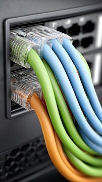 Close up view of multi colored wires connecting to a metal coupling on a dark panel with reflections and soft lighting