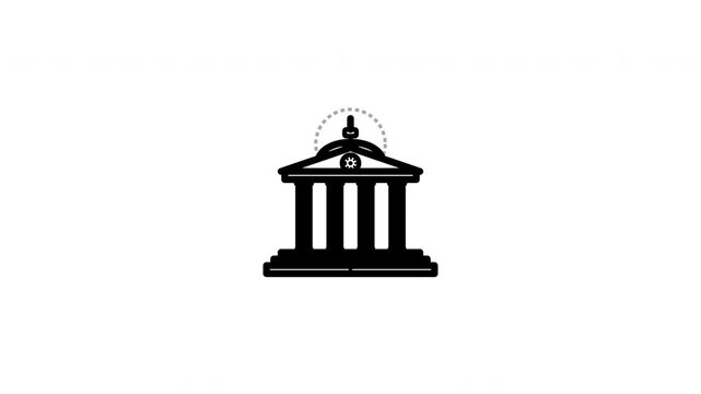 Minimalist Black Vector Icon of Institutional Capitol Treasury