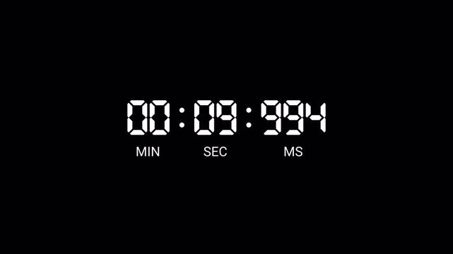 15 second countdown timer animation with alpha channel, fifteen second countdown timer on transparent background, 15 second to 0 second digital countdown 4k animation, countdown video