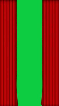 Slowly Opening Red Stage Curtains with Green Screen 4k Animation