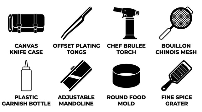 Professional culinary kitchen tools and food preparation equipment set with mandoline culinary preparation restaurant utensils bouillon adjustable professional equipment gastronomy prepared