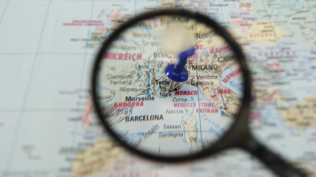 Animated Magnifying Glass Locating Nice on Map of France
