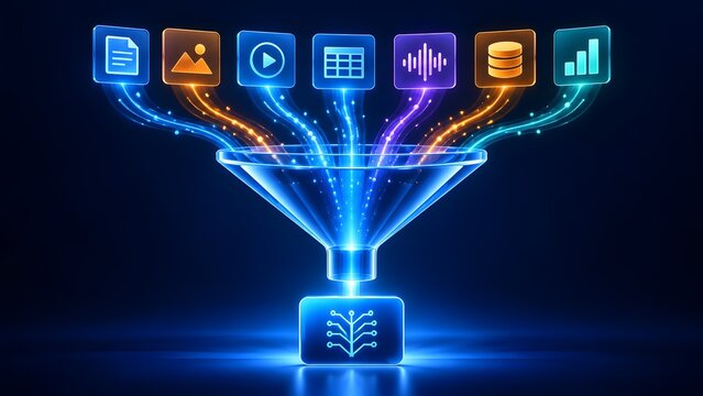 Multimodal Data Funnel Filtering Diverse Digital Media Formats into Unified Intelligence System