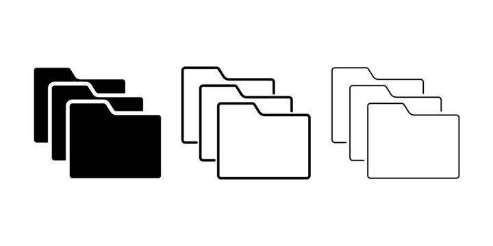 Multiple folder icons in solid and outline style