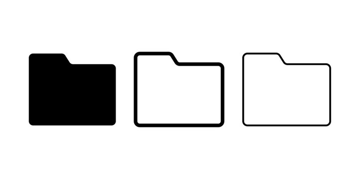 Set of folder icons in solid and outline style