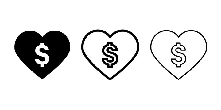 Heart with Dollar Sign Icon Set