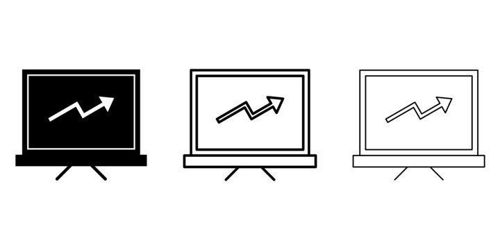 Business presentation board icon set in different styles