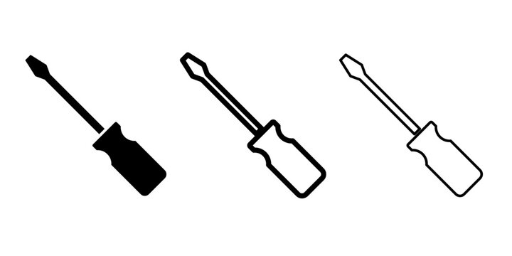 Screwdriver icons set in different styles