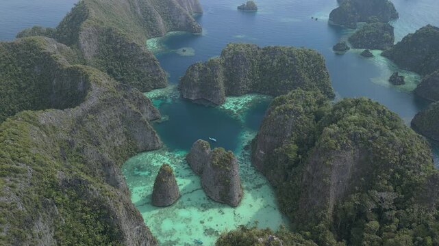Aerial shot of the tropical islands near the Misool Archipelago, Raja Ampat, Indonesia