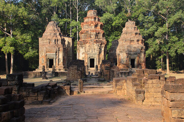 Fototapeta premium ruined khmer hindu and buddhist temple (preah ko) in angkor in siem reap in cambodia 