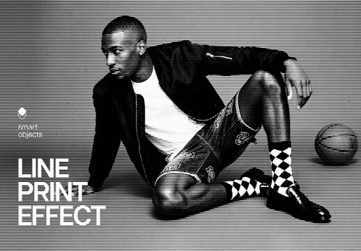 Line Print Effect For Poster And Social Media Design