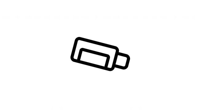 Glue stick stationery outline icon looping animation, adhesive craft tool symbol motion graphic for education and office presentation design