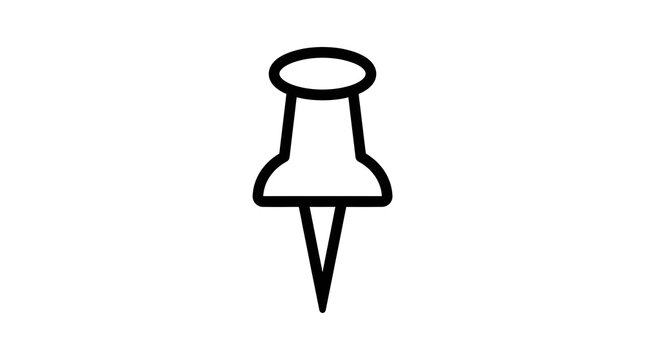 Push Pin Thumbtack Office Stationery Vector Line Art Icon