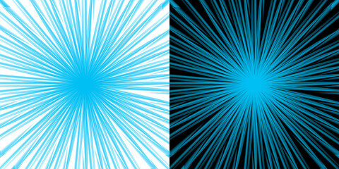 Fototapeta premium Vibrant blue starburst light rays isolated on transparent background