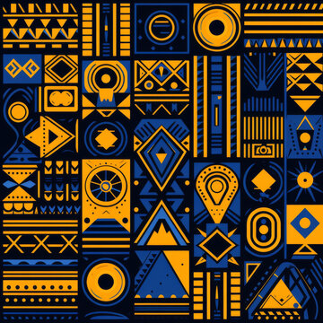 Vibrant and intricate traditional African pattern showcasing cultural elements