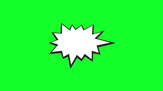 Comic book style speech bubble animation on a green screen background