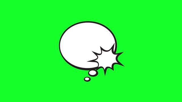 Comic book speech bubble animation with explosion effect on green screen