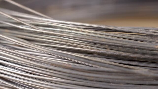 Black Annealed Construction Wire Close Up used as a practical construction and binding material, showing dark metal strands, curves and dense industrial surface detail.