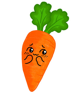 Cute shy carrot character illustration