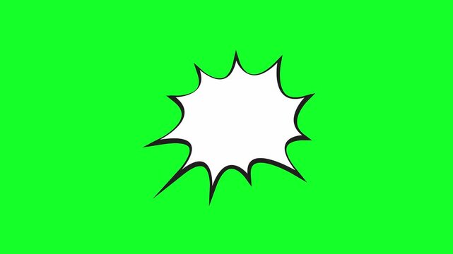 Comic book style speech bubble explosion on a green screen background