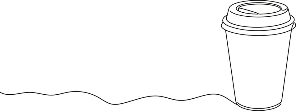 One line drawing of a paper coffee cup