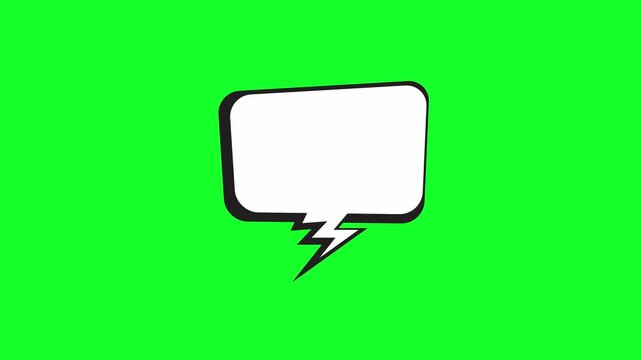 Animated comic book speech bubble with white fill on a green screen background