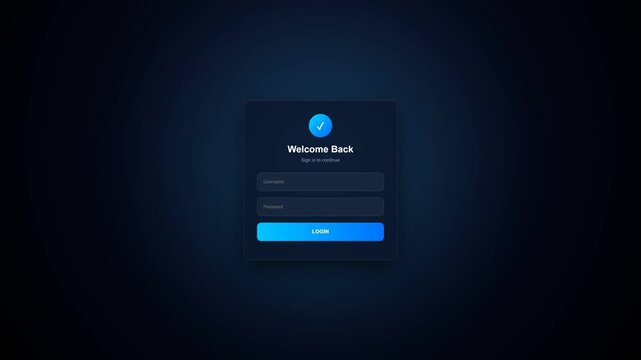Modern Dark Mode Web Application Login Interface Animation