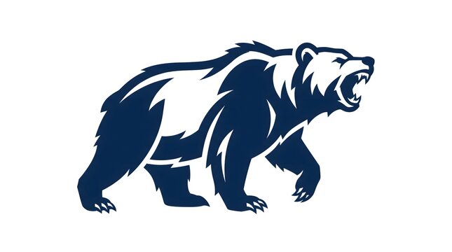 Vector illustration of an aggressive grizzly bear walking forward and roaring