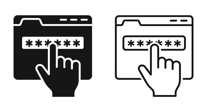 Password entry field with cursor black line icon set