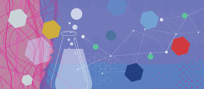 Scientists and genetic dna design, technology and science background