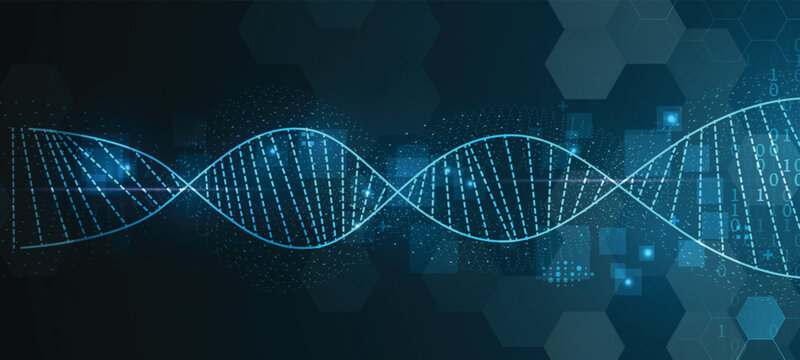 Scientists and genetic dna design, technology and science background